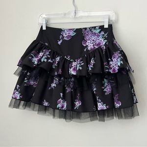 Widow Thorns and Thistles Tiered Floral Skirt Dolls Kill Black Purple Women’s S